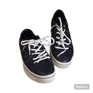 Skechers Street Los Angeles Black Sneakers Gold Rivets Scattered